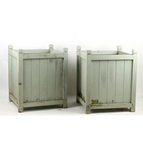 370 - Property of a gentleman - a large pair of modern Oxford painted wood square section garden planters,... 