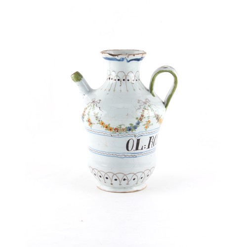 204 - Property of a deceased estate - an 18th century Italian maiolica wet drug jar, labelled in manganese... 