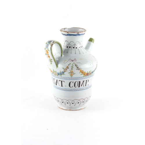 204 - Property of a deceased estate - an 18th century Italian maiolica wet drug jar, labelled in manganese... 