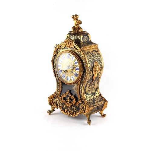 262B - Property of a gentleman - a late 19th century French Boulle style mantel clock, the Japy Freres 8-da... 