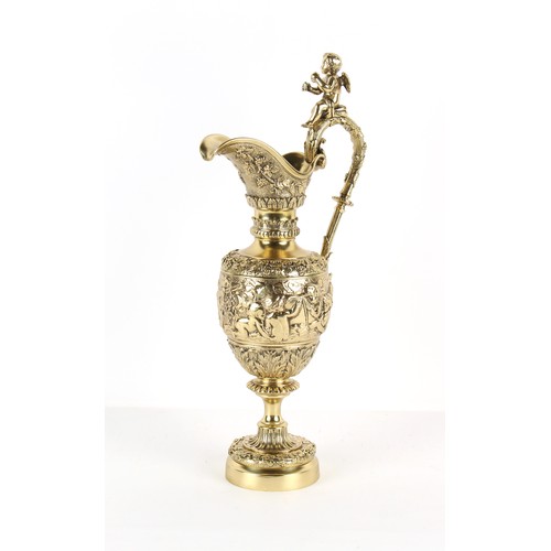 207 - Property of a gentleman - a large late 19th century polished bronze model of a Bacchanalian ewer, 22... 