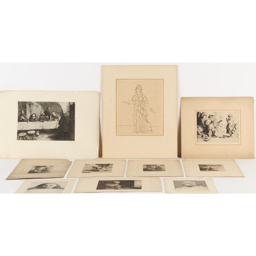 94 - Property of a gentleman of title - six etchings after William Strang (1859-1921); together with thre... 