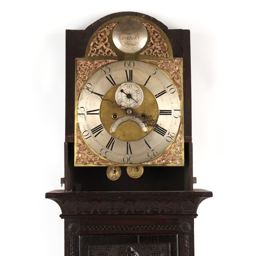 264 - Property of a deceased estate - a George III oak later carved 8-day striking longcase clock, with 12... 