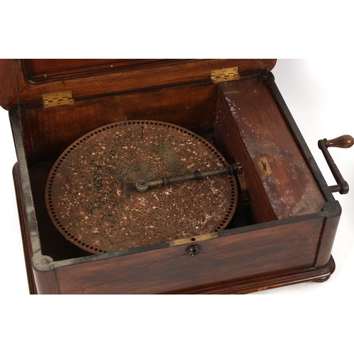 236 - Property of a lady - a Victorian walnut cased 15 1/2 inch (39cms.) horizontal polyphon musical box, ... 