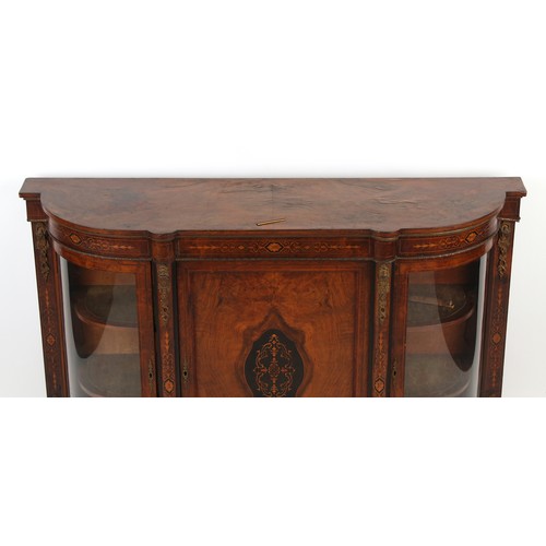 320 - Property of a lady - a Victorian gilt metal mounted figured walnut & marquetry inlaid 'D'-shaped cre... 