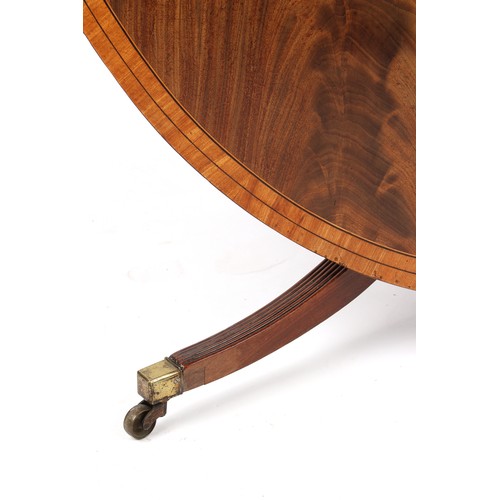 331 - Property of a lady - a George III mahogany & satinwood banded oval tilt-top breakfast table, with tu... 