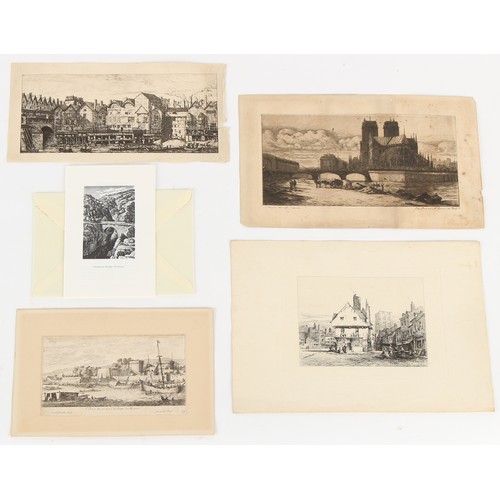 89 - Property of a gentleman of title - a folio of unframed pictures & prints, including a 19th century w... 