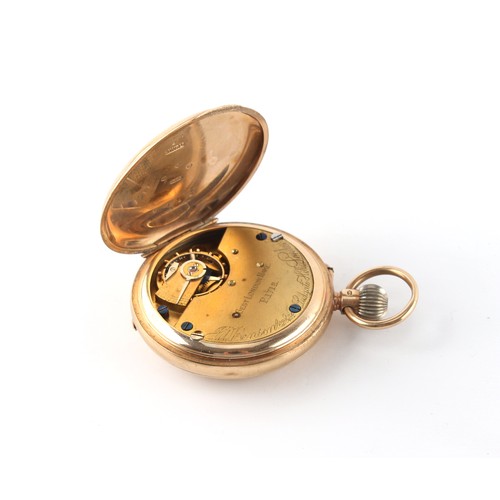 18 - Property of a gentleman - a 9ct gold half hunter cased pocket watch, by J.W. Benson, London, keyless... 