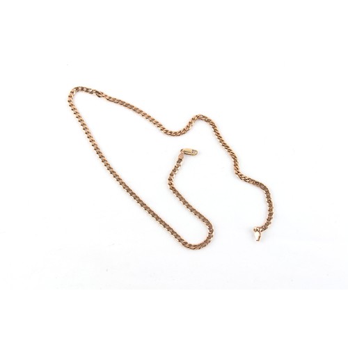 162 - Property of a lady - a 9ct gold flat link chain necklace, 24.8ins. (63cms.) long, approximately 36.1... 