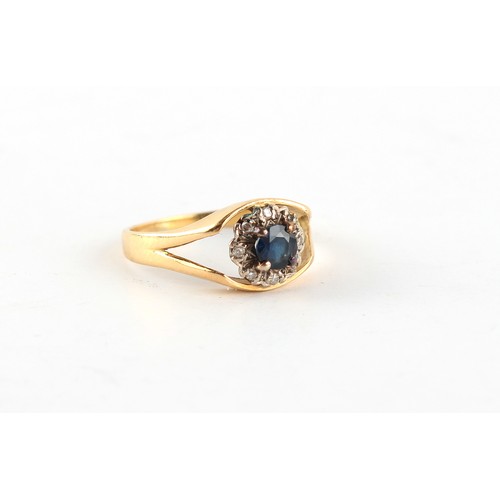 193 - Property of a lady - an 18ct yellow gold sapphire & diamond cluster ring, approximately 3.2 grams, s... 