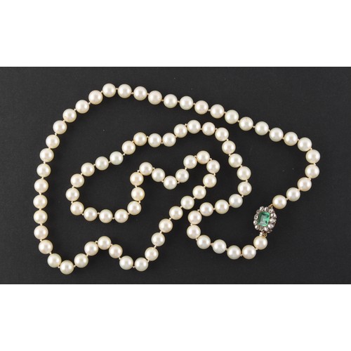 72 - Property of a lady - a cultured pearl single strand necklace, the 87 uniform pearls each approximate... 