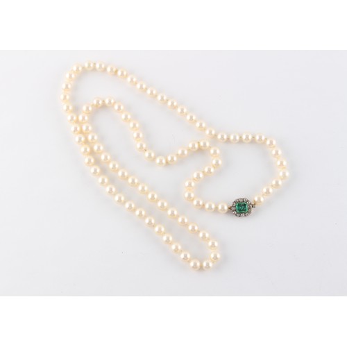 72 - Property of a lady - a cultured pearl single strand necklace, the 87 uniform pearls each approximate... 