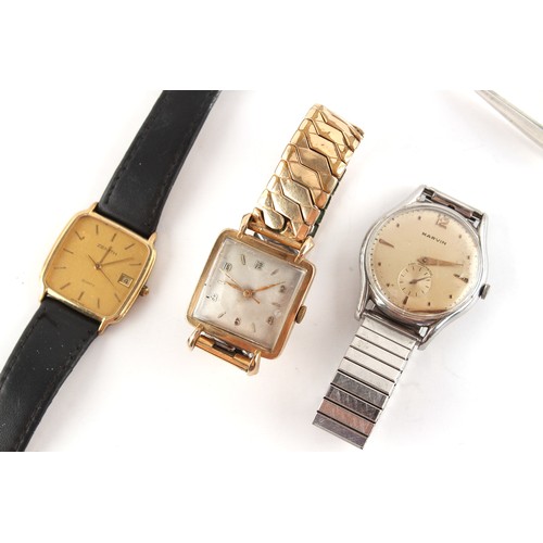 52 - Property of a gentleman - a gentleman's 9ct gold square cased wristwatch with Swiss 17-jewel movemen... 