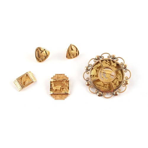 165 - Property of a deceased estate - a group of five Bolivian gold (all test 18ct or better) jewellery it... 