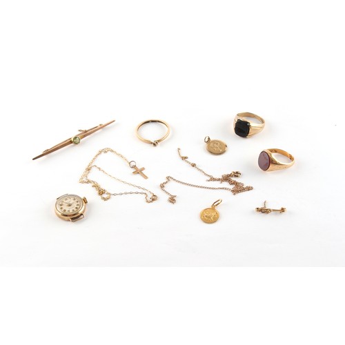 176 - Property of a deceased estate - a quantity of gold jewellery & jewellery parts, together with a lady... 