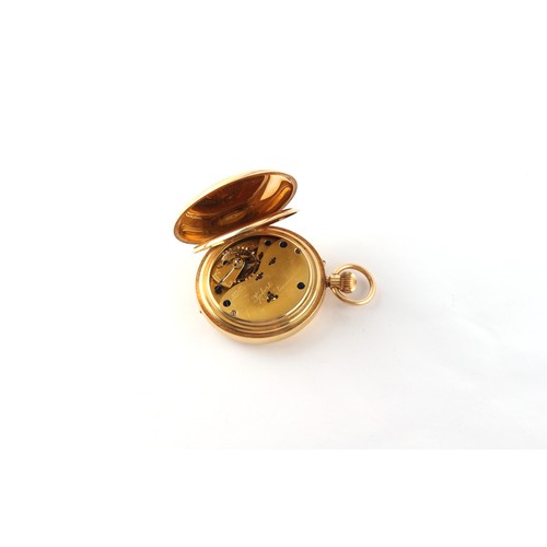 56 - Property of a deceased estate - a large size 18ct gold half hunter pocket watch, keyless wind, with ... 