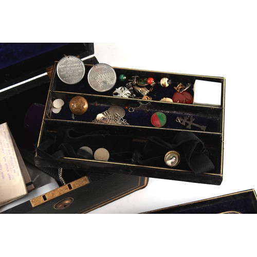 173 - Property of a deceased estate - a leather jewellery box containing assorted costume jewellery includ... 