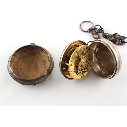 4 - The Henry & Tricia Byrom Collection - a George III silver pair cased pocket watch, the verge movemen... 