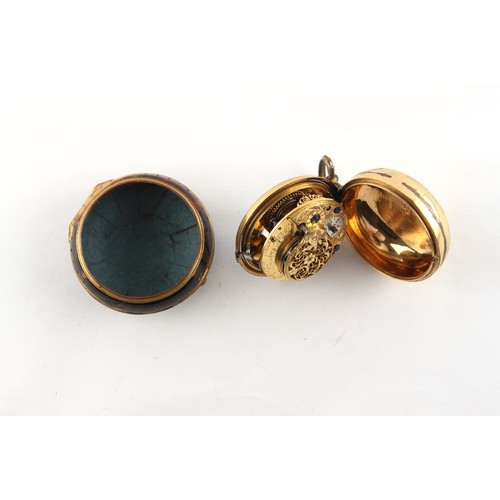 5 - The Henry & Tricia Byrom Collection - a George III gilt metal & tortoiseshell pair cased pocket watc... 