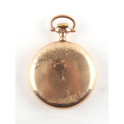 8 - The Henry & Tricia Byrom Collection - a Waltham gold plated open faced pocket watch, keyless wind, t... 