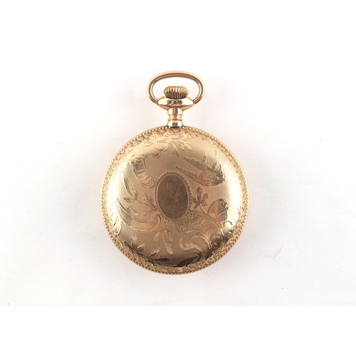 9 - The Henry & Tricia Byrom Collection - an Elgin gold plated open faced pocket watch, with decorative ... 