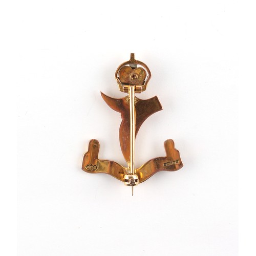 151 - Property of a deceased estate - a 9ct gold & enamel The Kings African Rifles sweethearts brooch, 35m... 