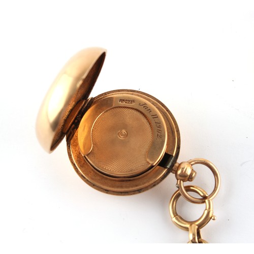 36 - Property of a gentleman - an Edwardian 18ct gold half hunter pocket watch, keyless wind, hallmarked ... 