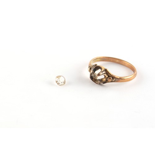 102 - Property of a gentleman - an unmarked gold diamond single stone ring, late 19th / early 20th century... 