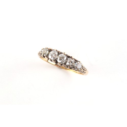 203 - Property of a gentleman - an 18ct yellow gold diamond five stone ring, the estimated total diamond w... 