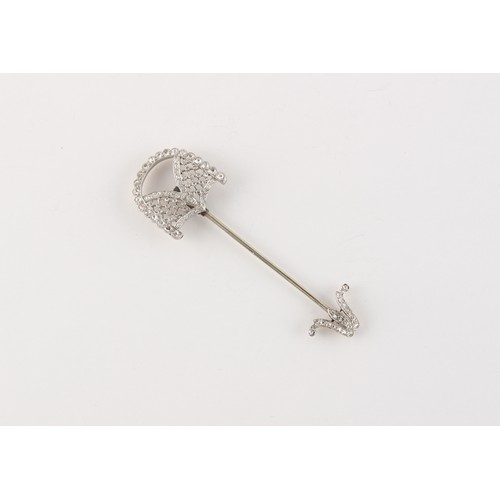 61 - An early 20th century Belle Epoque diamond jabot pin, 64mm long.