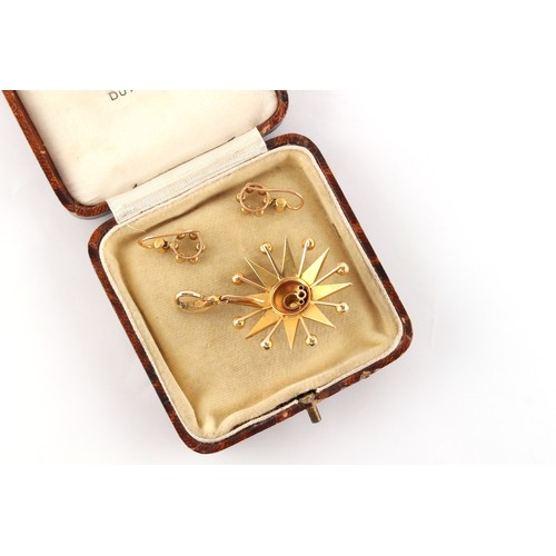 265 - Property of a lady - a late Victorian unmarked 15ct gold (tested) & pearl star pendant, 45mm long in... 