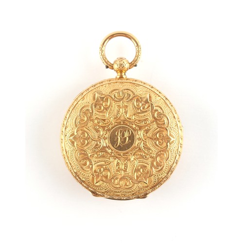 28 - Property of a lady - a Victorian 18ct gold open faced mid size pocket watch, London 1869, the fusee ... 