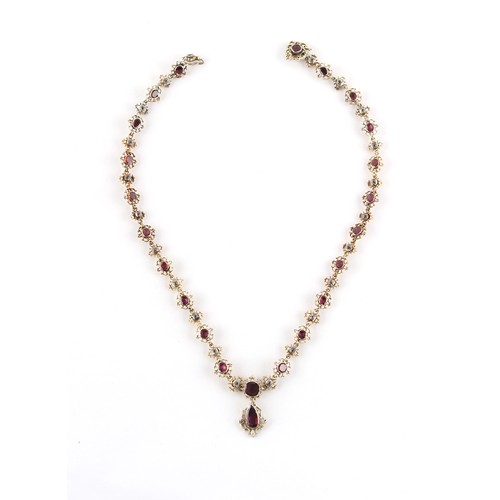 73 - An 18th century Georgian garnet & rock crystal necklace, with closed back settings, 16.25ins. (41cms... 