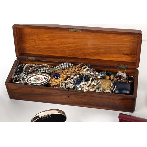 166 - A box containing assorted costume jewellery.