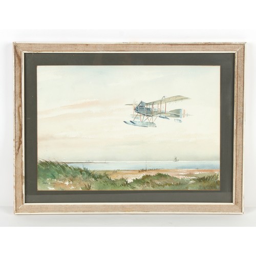 536 - Frank Munger (1920-2010) - 'EARLY ONE MORNING', A SHORT TYPE 320 SEAPLANE - watercolour, 12.8 by 18.... 