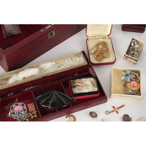 63 - Property of a gentleman - two cartons containing assorted costume jewellery, Victorian & later, in l... 