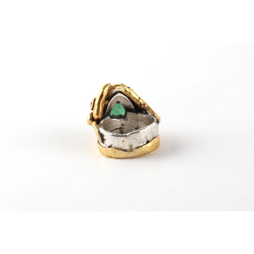 275A - Property of a lady - Eileen Coyne - a bespoke unmarked yellow gold (tests 22ct) & silver emerald & d... 