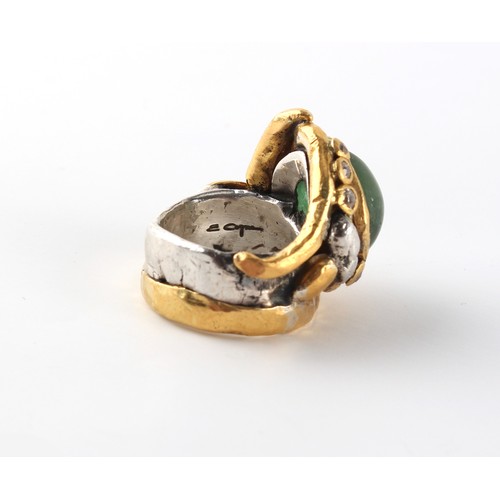 275A - Property of a lady - Eileen Coyne - a bespoke unmarked yellow gold (tests 22ct) & silver emerald & d... 