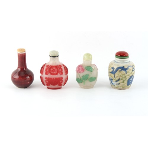 1 - Property of a lady - four Chinese snuff bottles, all 19th century, comprising a large ovoid bottle p... 