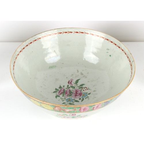 89 - Property of a lady - a Chinese famille rose punch bowl, 19th century, hairline, 11.5ins. (29.2cms.) ... 