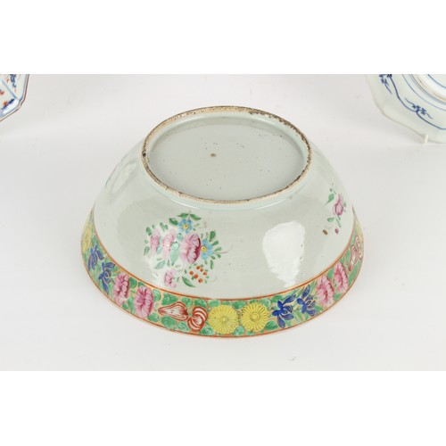 89 - Property of a lady - a Chinese famille rose punch bowl, 19th century, hairline, 11.5ins. (29.2cms.) ... 