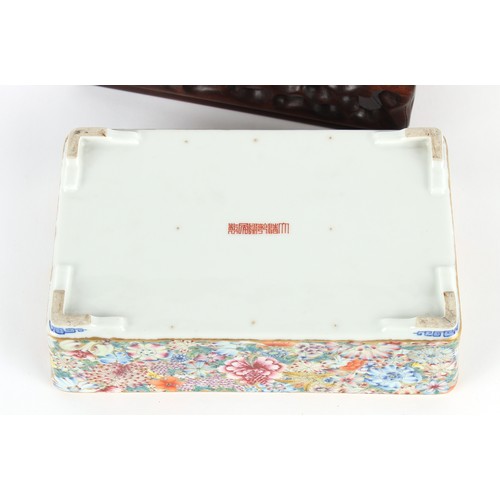 91 - Property of a lady - a Chinese famille rose millefleurs rectangular planter or jardiniere, early 20t... 