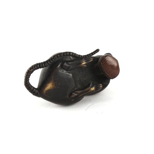 127 - Property of a gentleman - an early 20th century Japanese bronze model of a Rat with Chestnut, signed... 