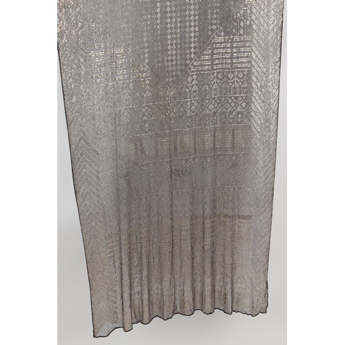 167 - Property of a gentleman - an early 20th century  Egyptian black lace & silver sequined shawl, approx... 