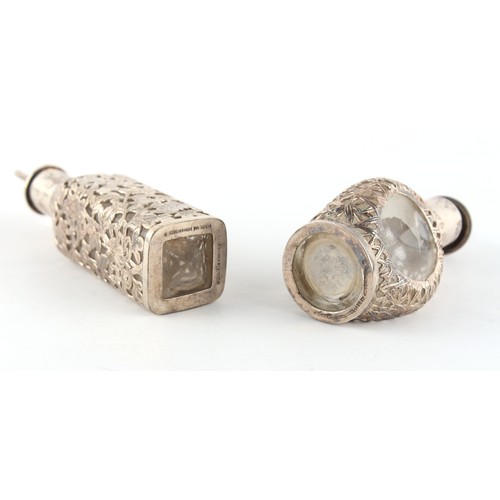 36 - Property of a gentleman - two Chinese sterling silver mounted scent bottles with covers, by Wai Kee,... 