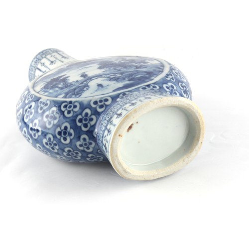 101 - Property of a lady - a late 19th century Chinese blue & white moon flask, painted with figures in la... 