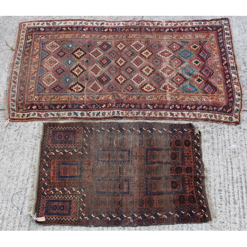 174 - Property of a deceased estate - a Kashan rug, first half 20th century, worn, 80 by 52ins. (203 by 13... 