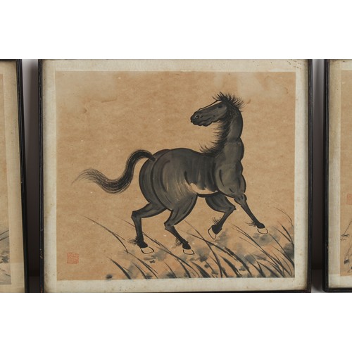 49 - Property of a gentleman - a set of three early / mid 20th century Chinese ink & grey wash paintings ... 