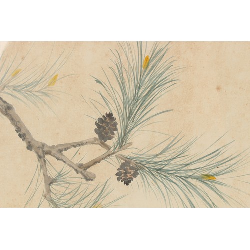 50 - Property of a gentleman - two early 20th century Chinese paintings on paper, one depicting a bird on... 