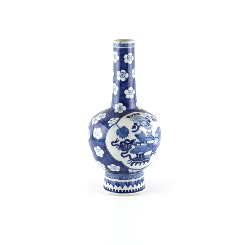 114 - Property of a lady - a 19th century Chinese blue & white bottle vase decorated with panels of precio... 